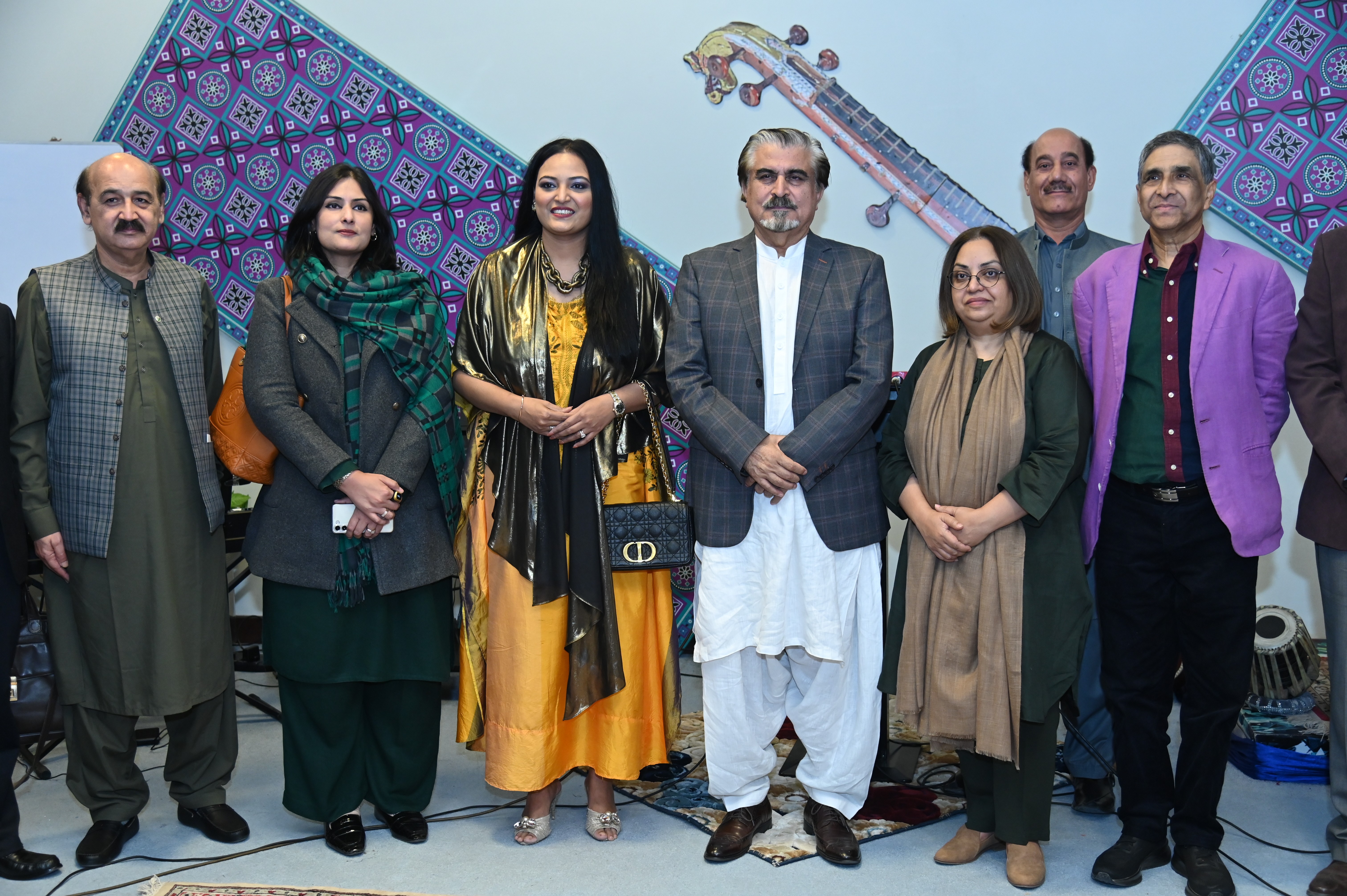 the group photo of Syed Jamal Shah with the chief guests at an inauguration ceremony of national Music academy at PNCA
