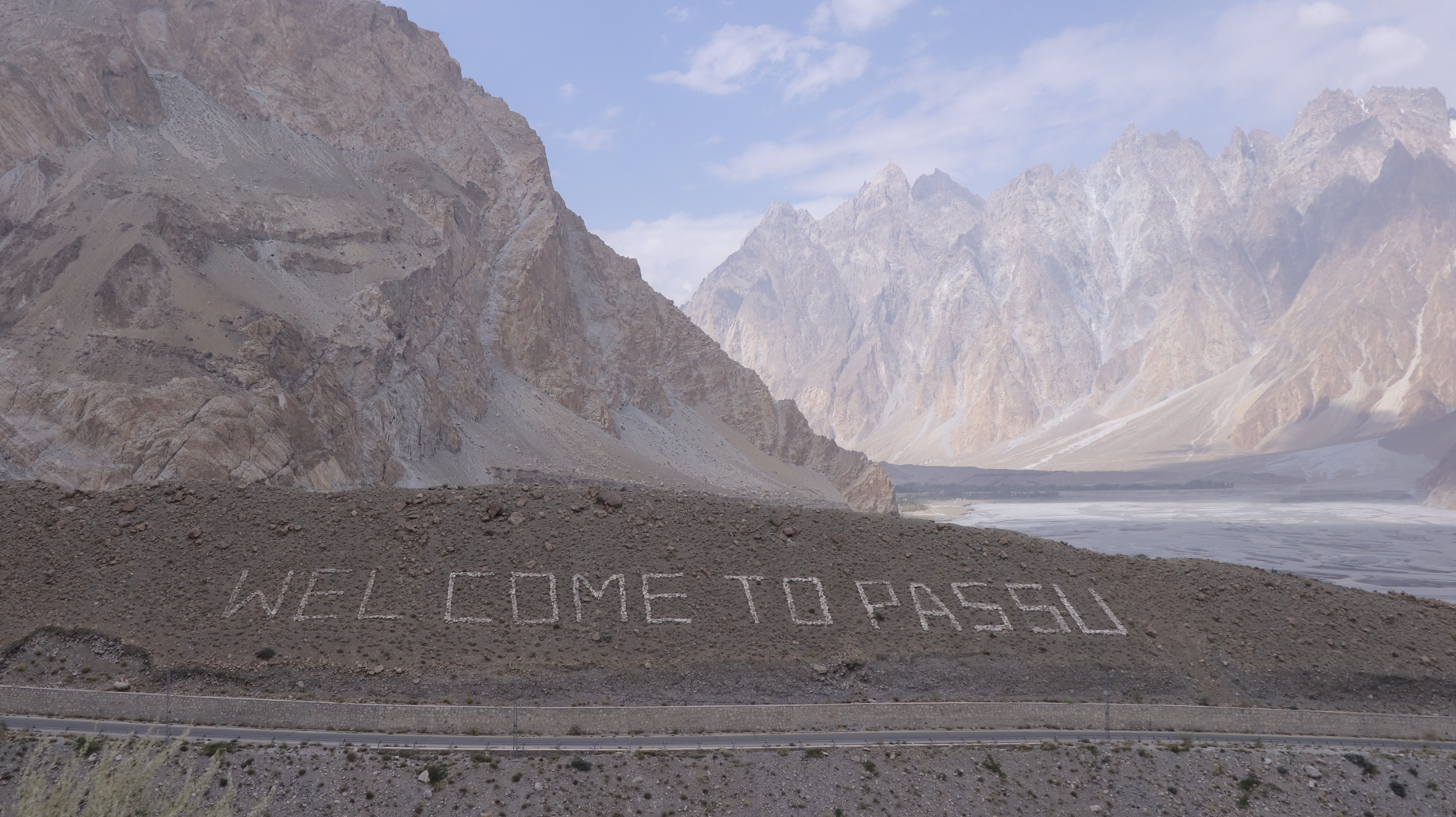 The entry point of passu peak in Hunza with white skinned mountains
