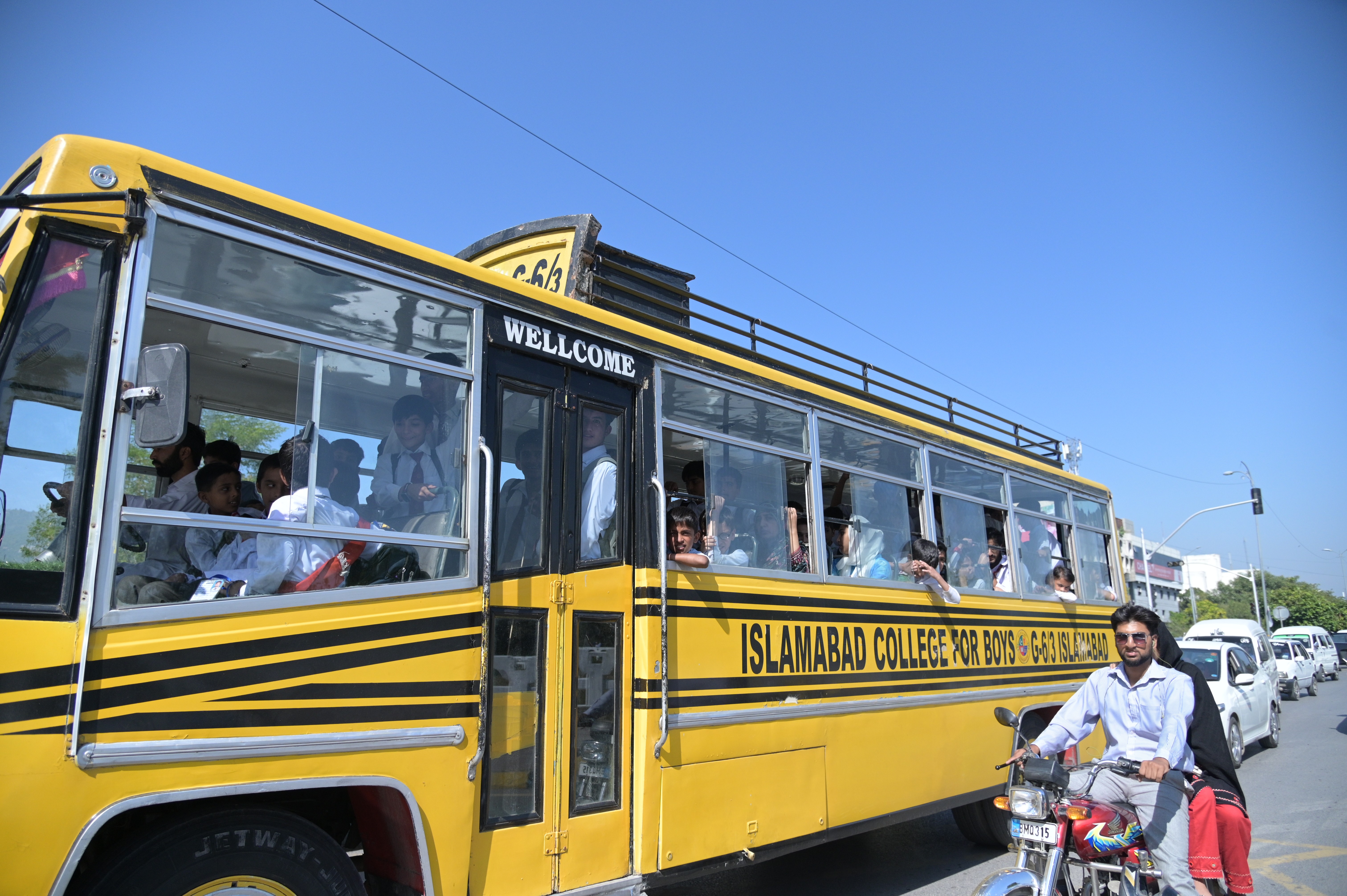 A school bus with children