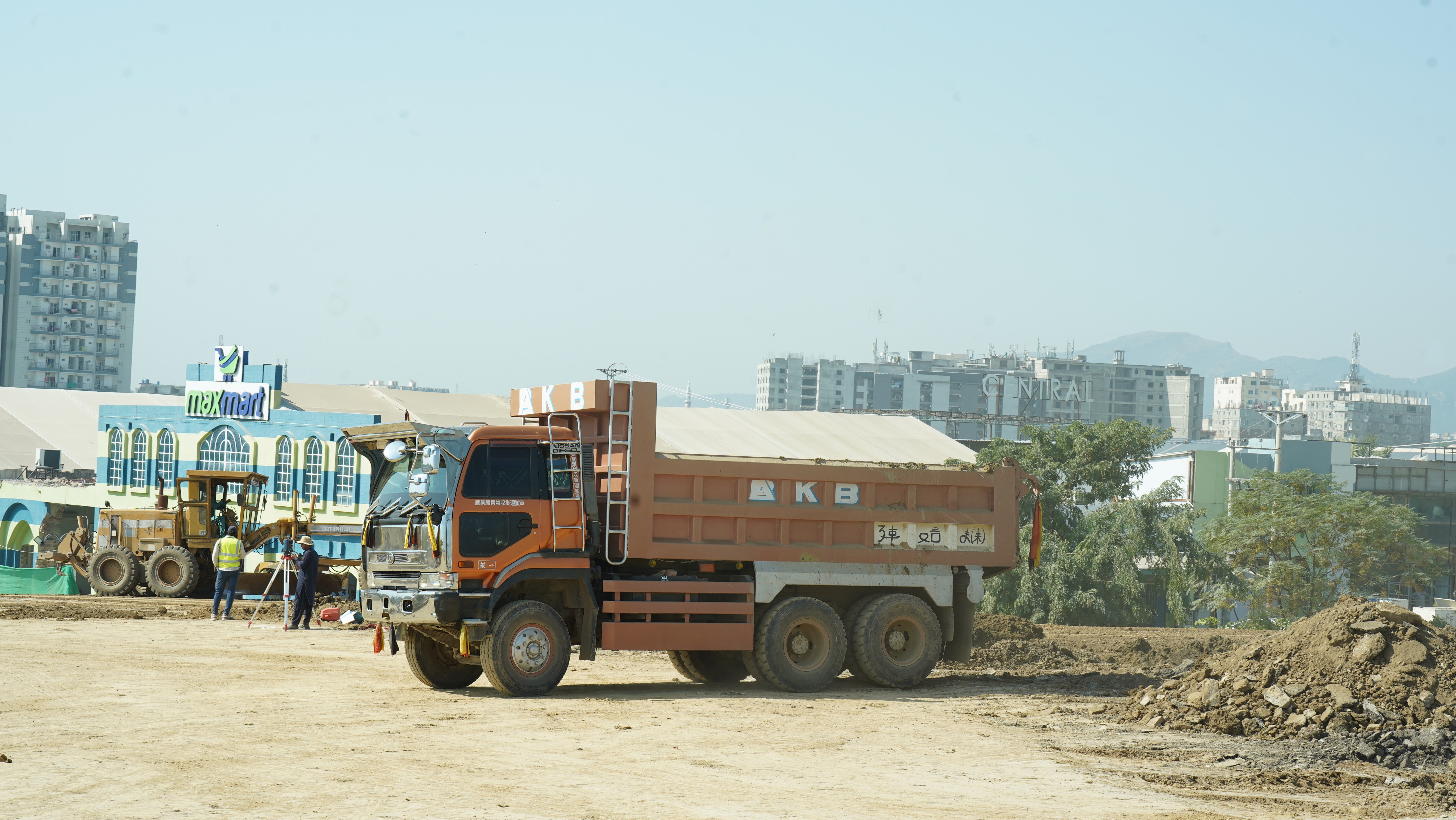 Heavy machinery deployed by the National Logistic Cell (NLC) at the construction site in the remote areas of Federal Capital of Pakistan