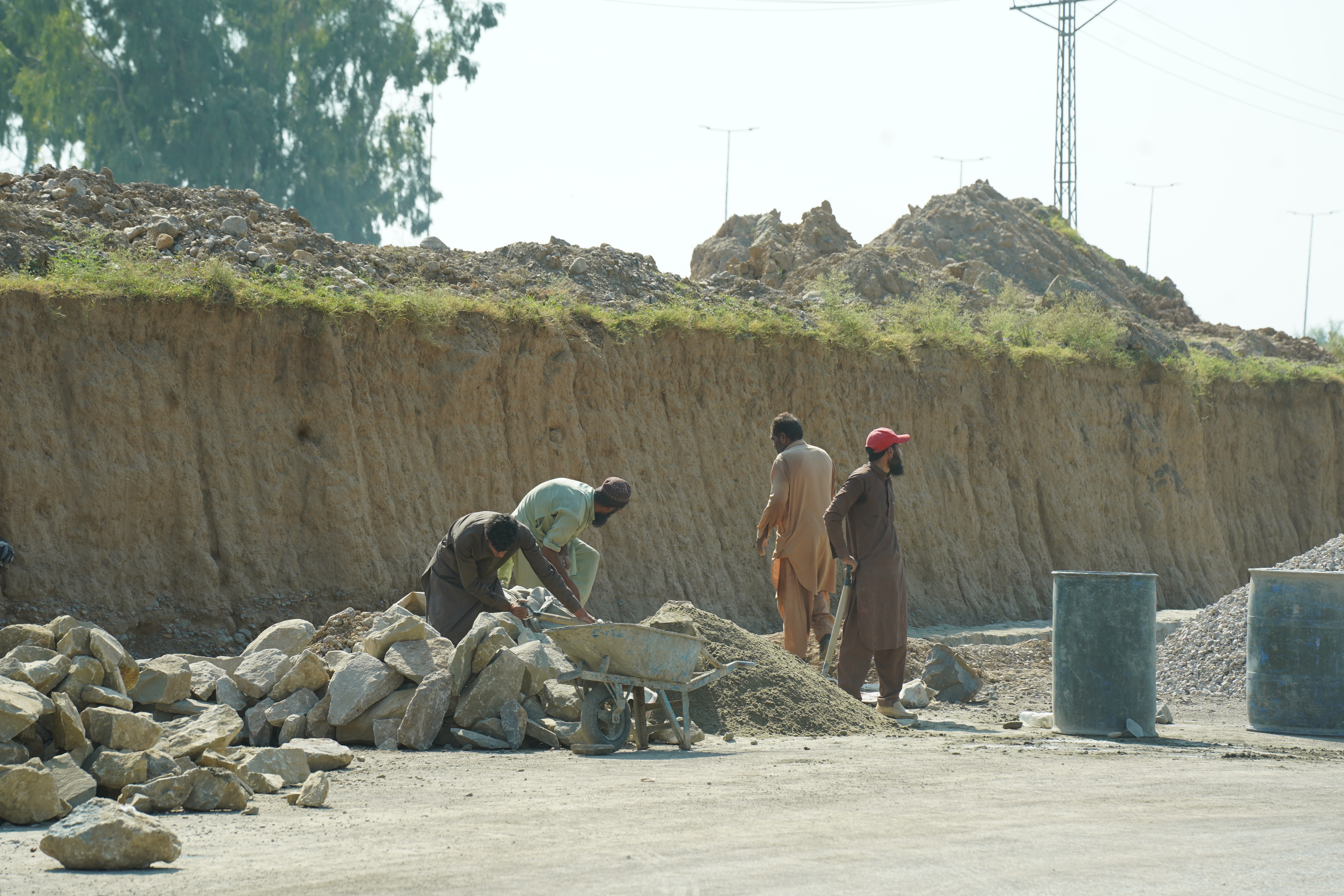 The workers at the construction site