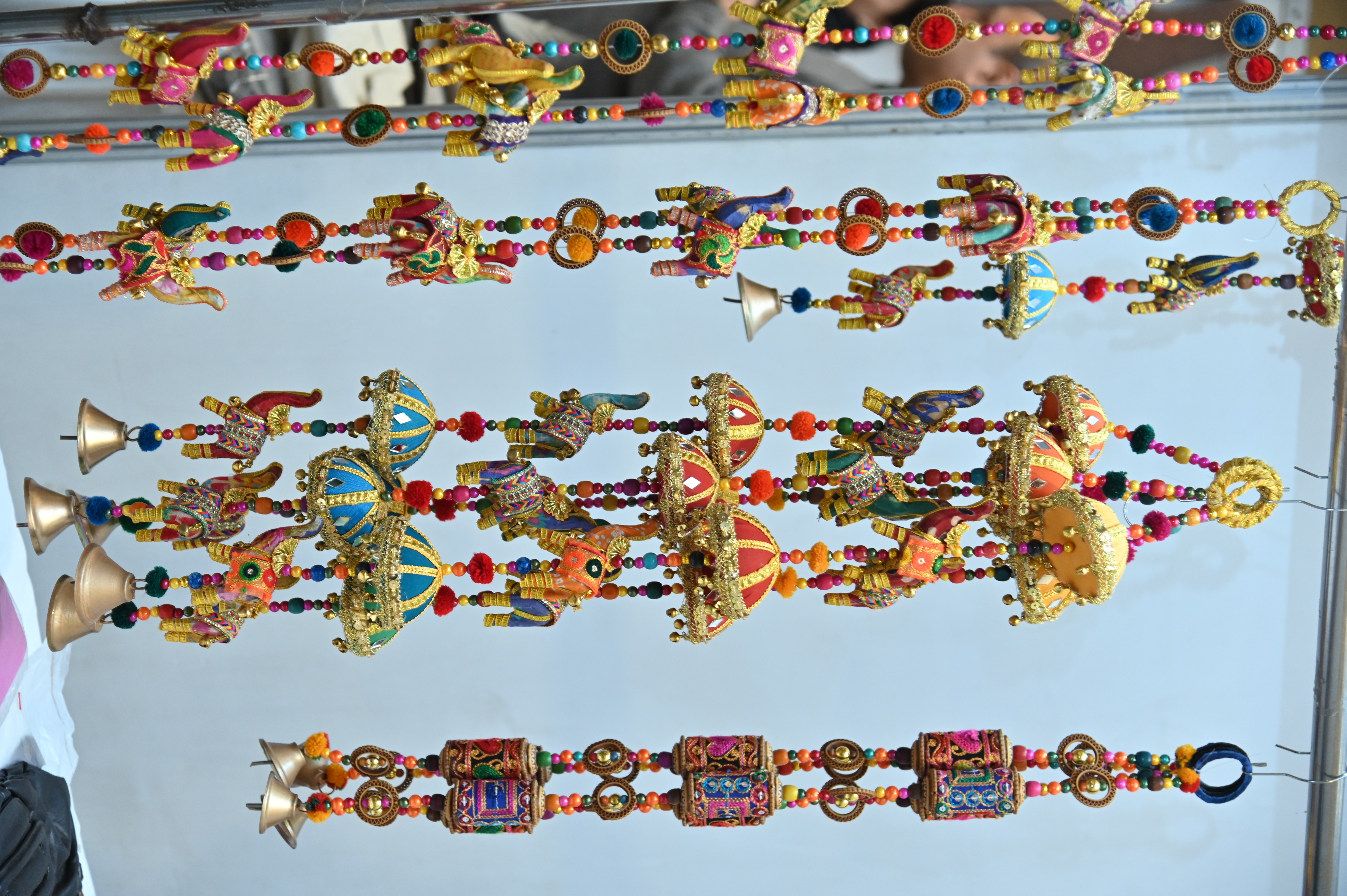 Beautiful wind chime made of colorful beads and bells