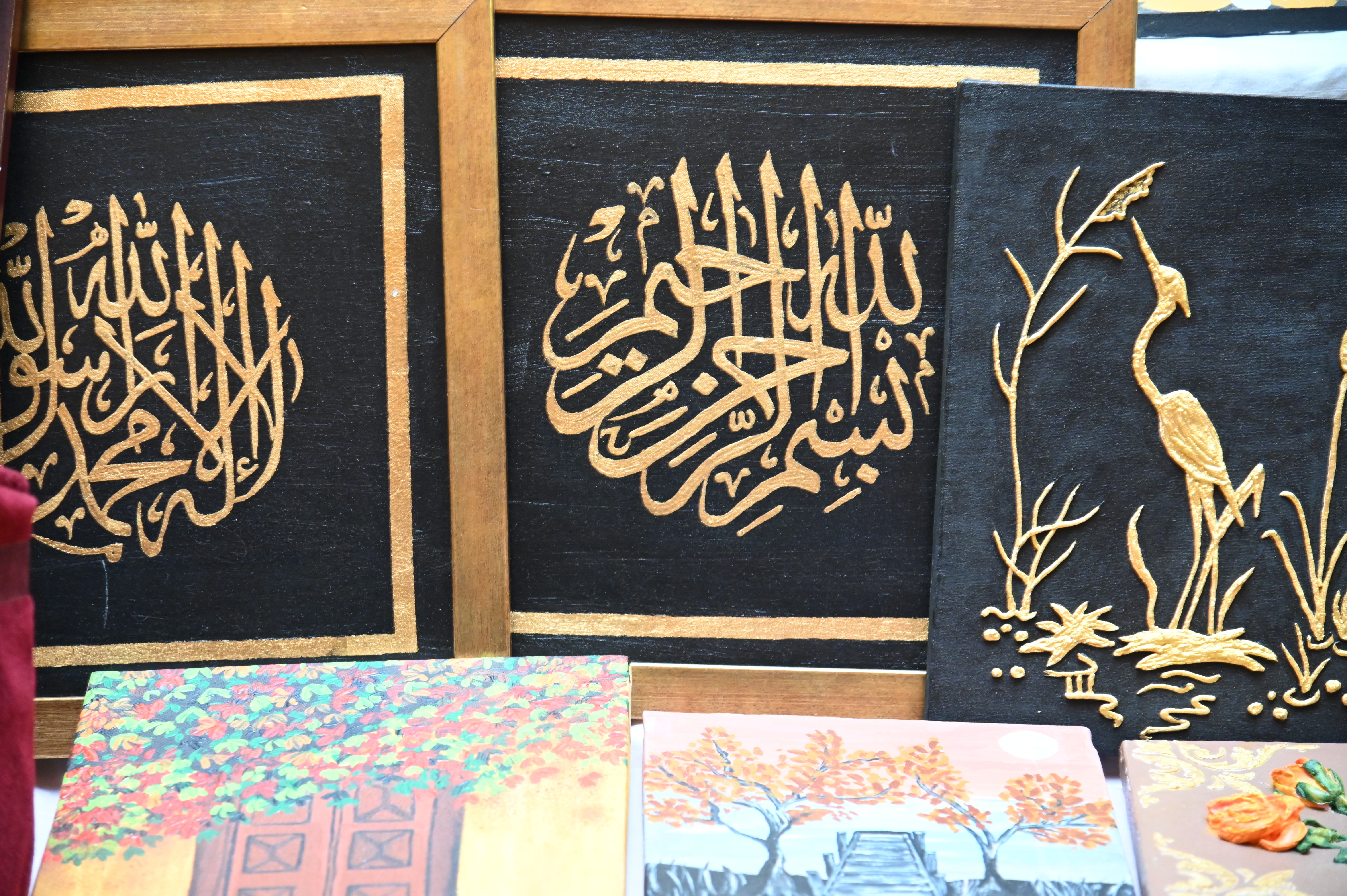 The beautiful paintings and the mosaic of Arabic calligraphy