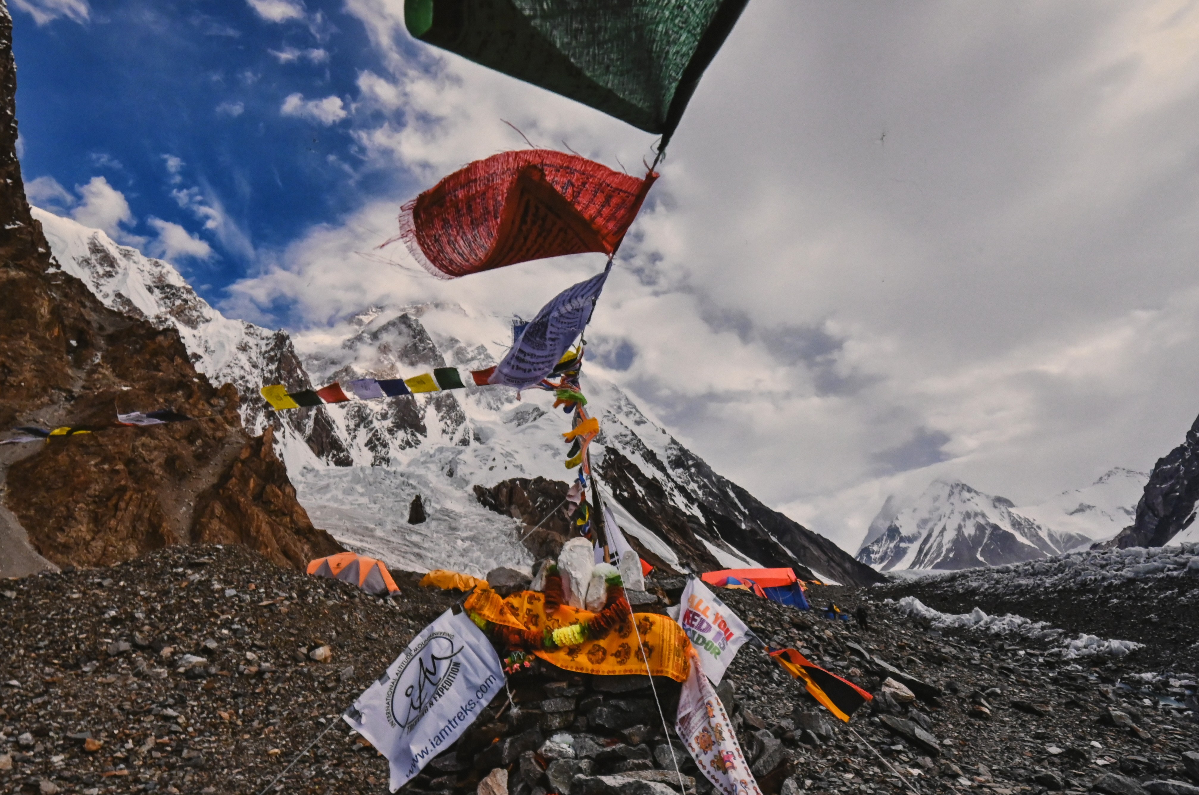The prayer flags of various religious groups over the mountain