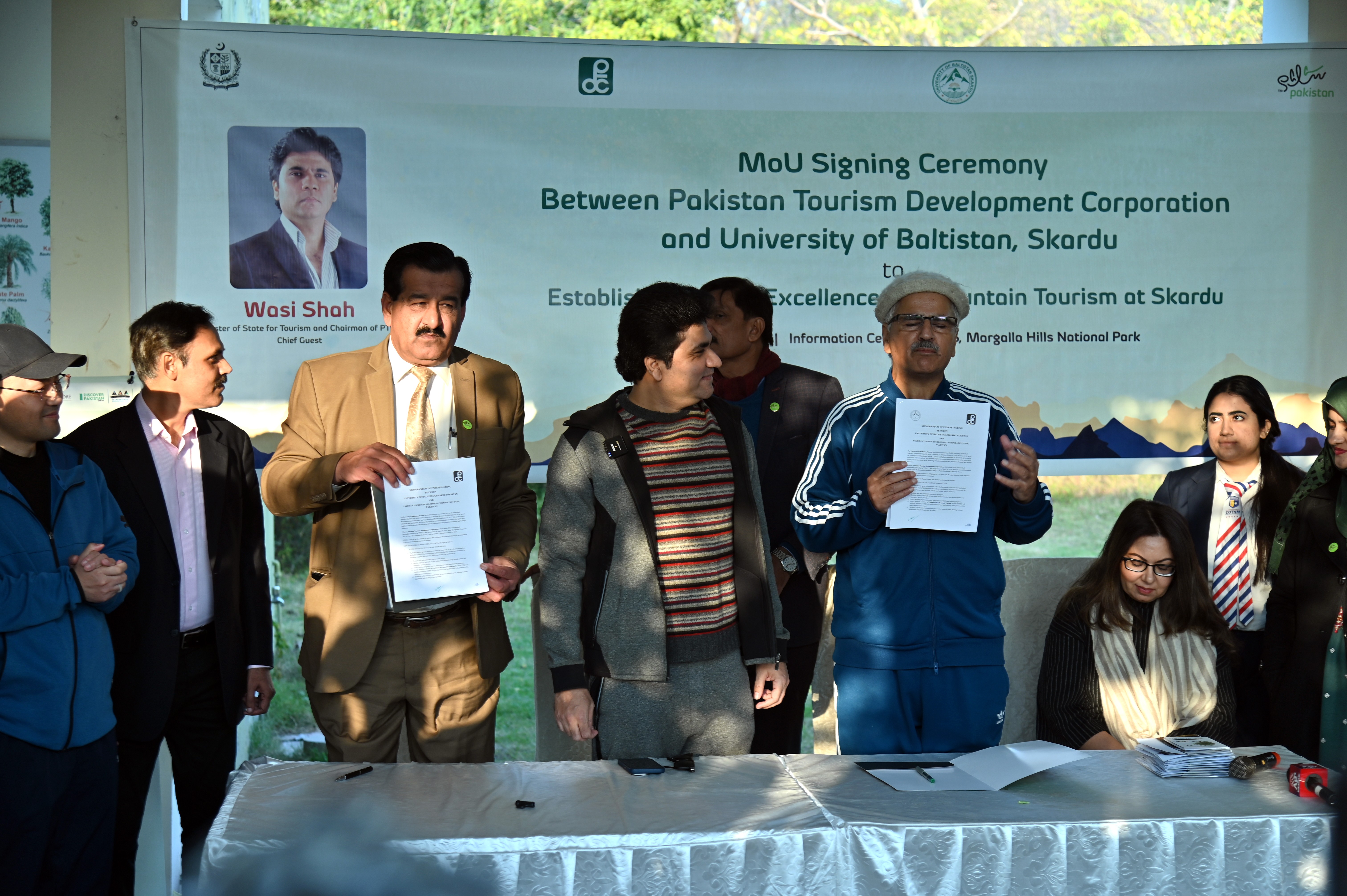MoU signing Ceremony between Pakistan Tourism Development Corporation and the University of Baltistan, Skardu to establish a center of Excellence for mountain tourism at Skardu
