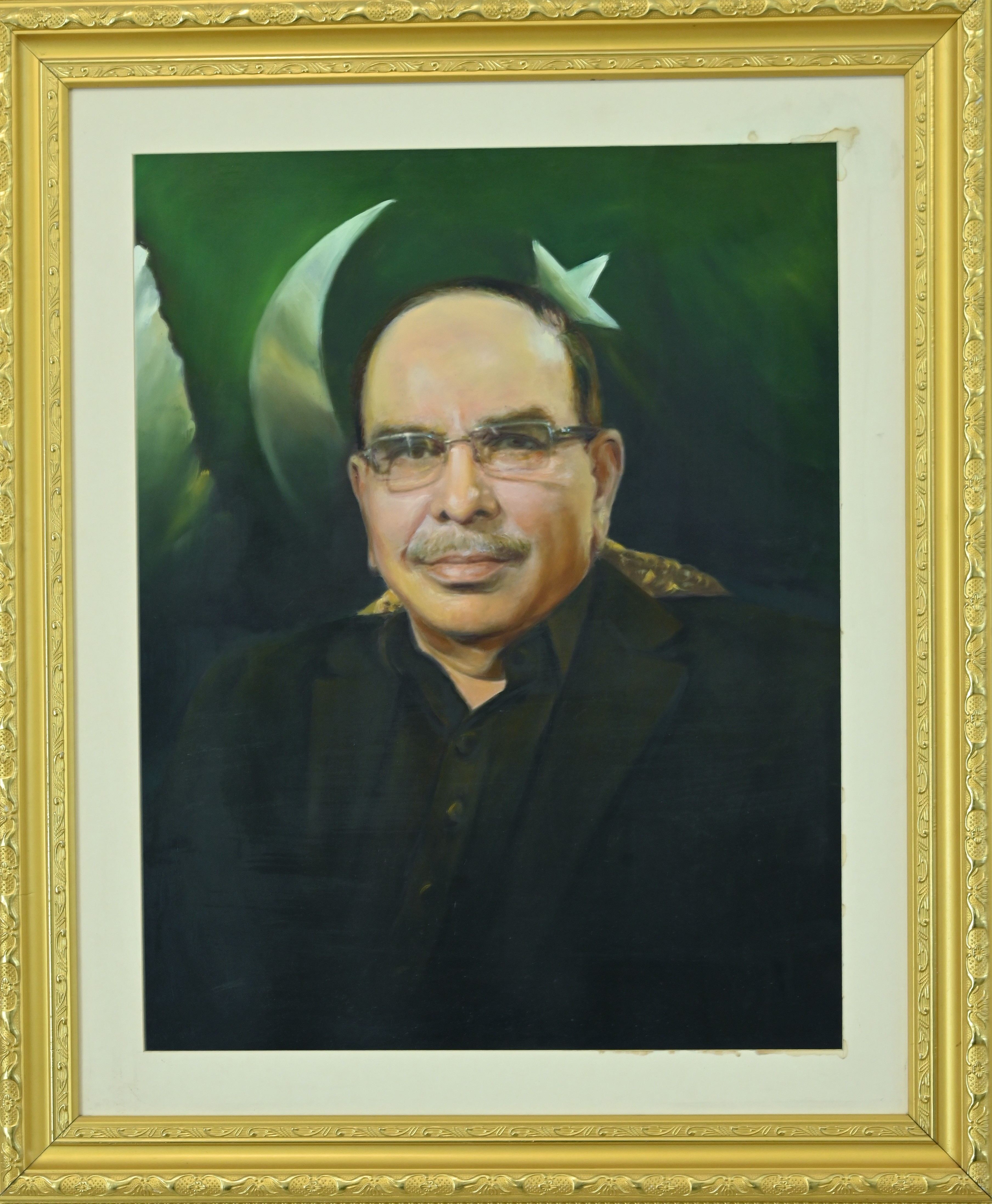 The painting of Malik Riaz Hussain, a Pakistani businessman who is the founder of Bahria Town, the largest privately held real estate development company in Pakistan