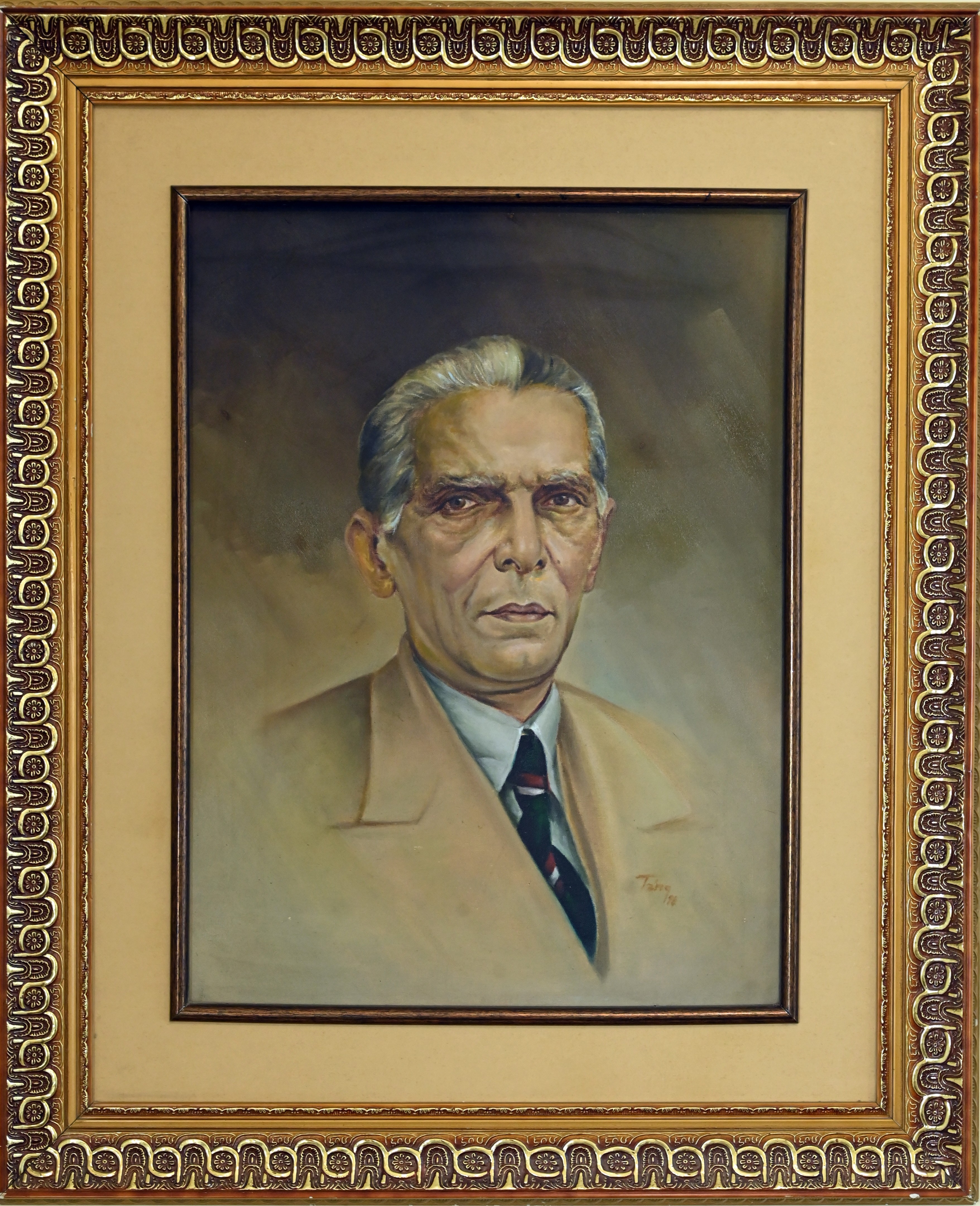 The painting of Quaid I Azam Muhammad Ali Jinnah, the founder of Pakistan