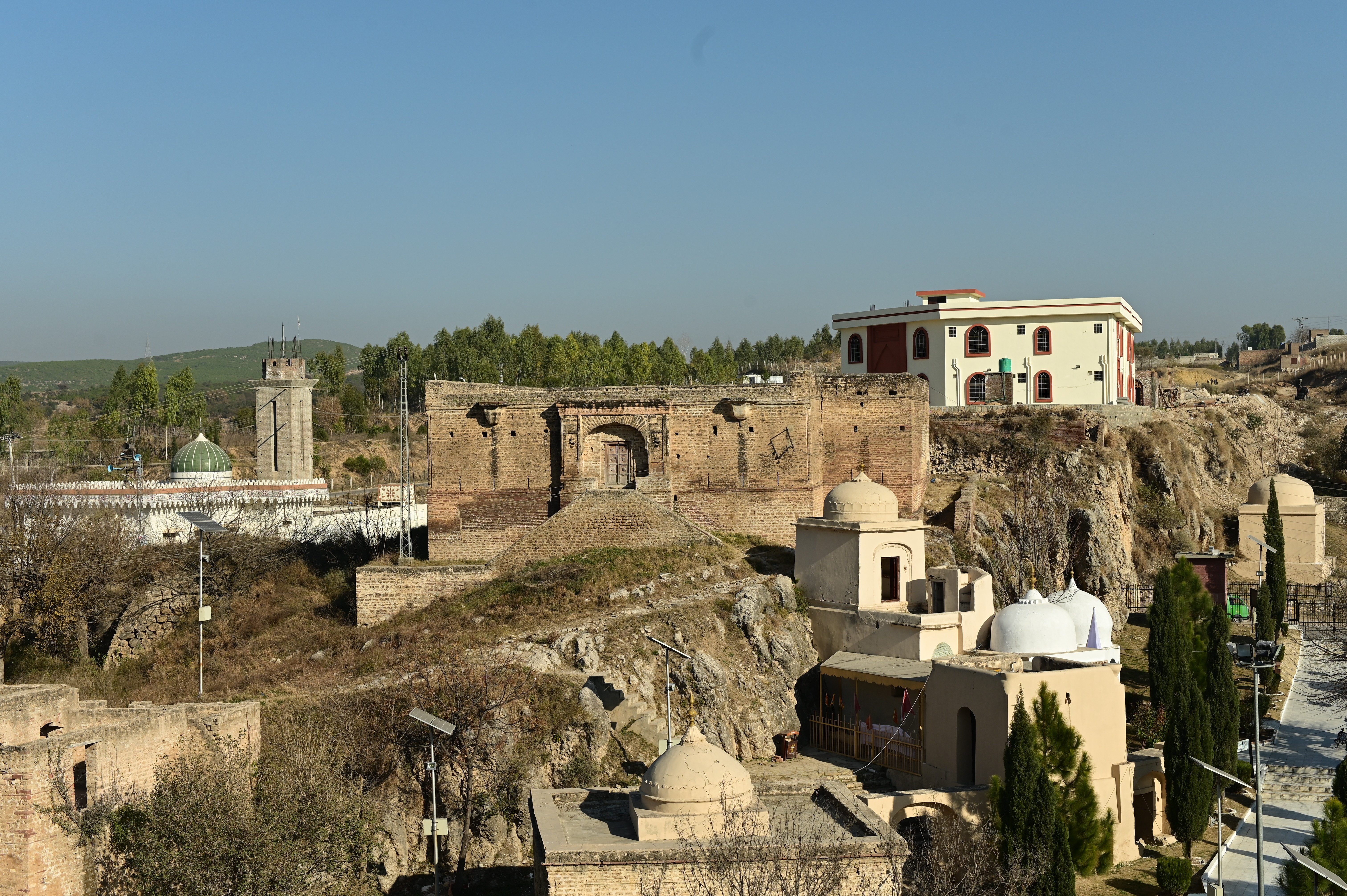 The arial view of Katas Raj a complex of several Hindu temples connected to one another by walkways
