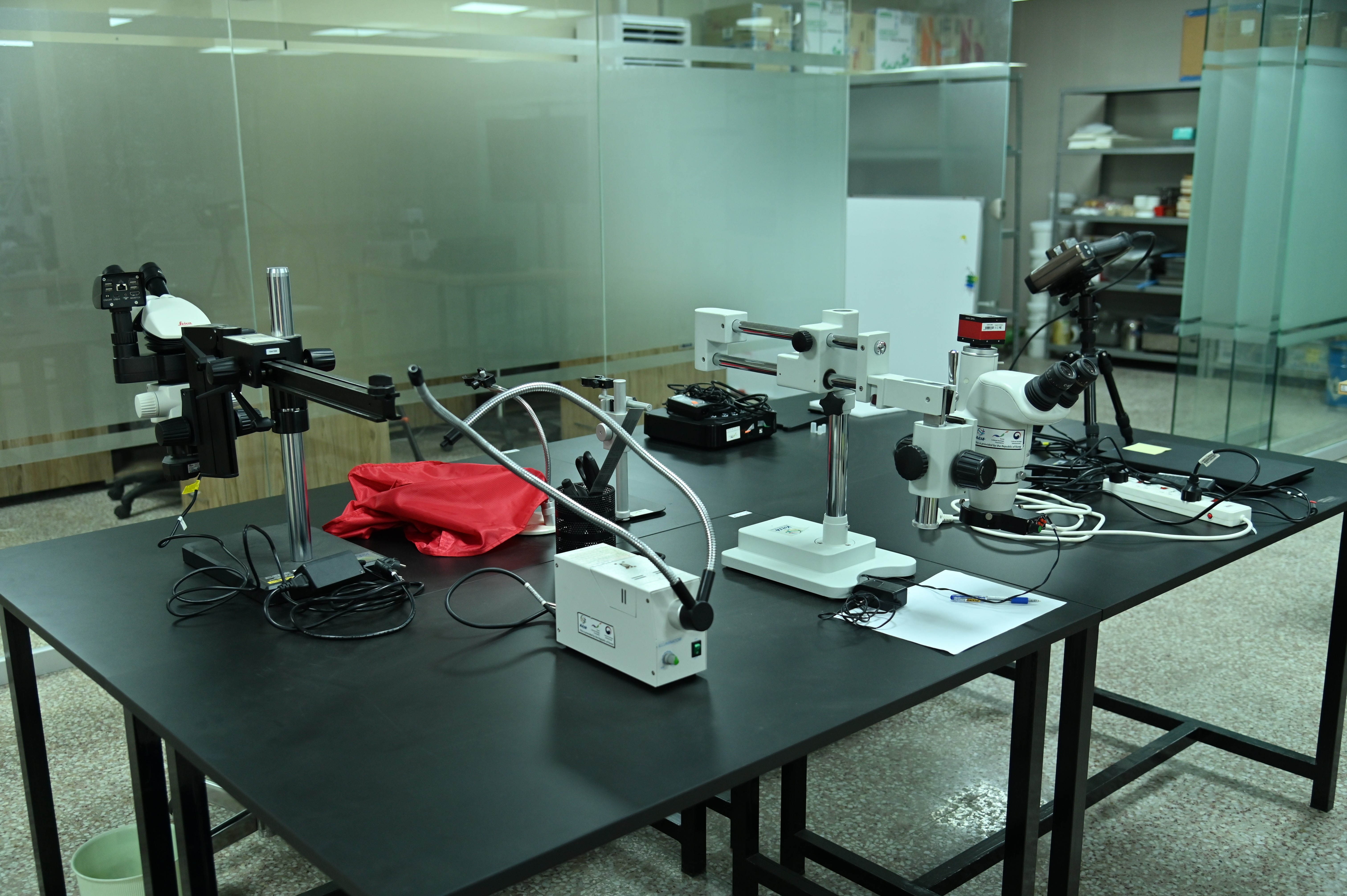 The microscopes used to take the pictures and to magnify the artifacts