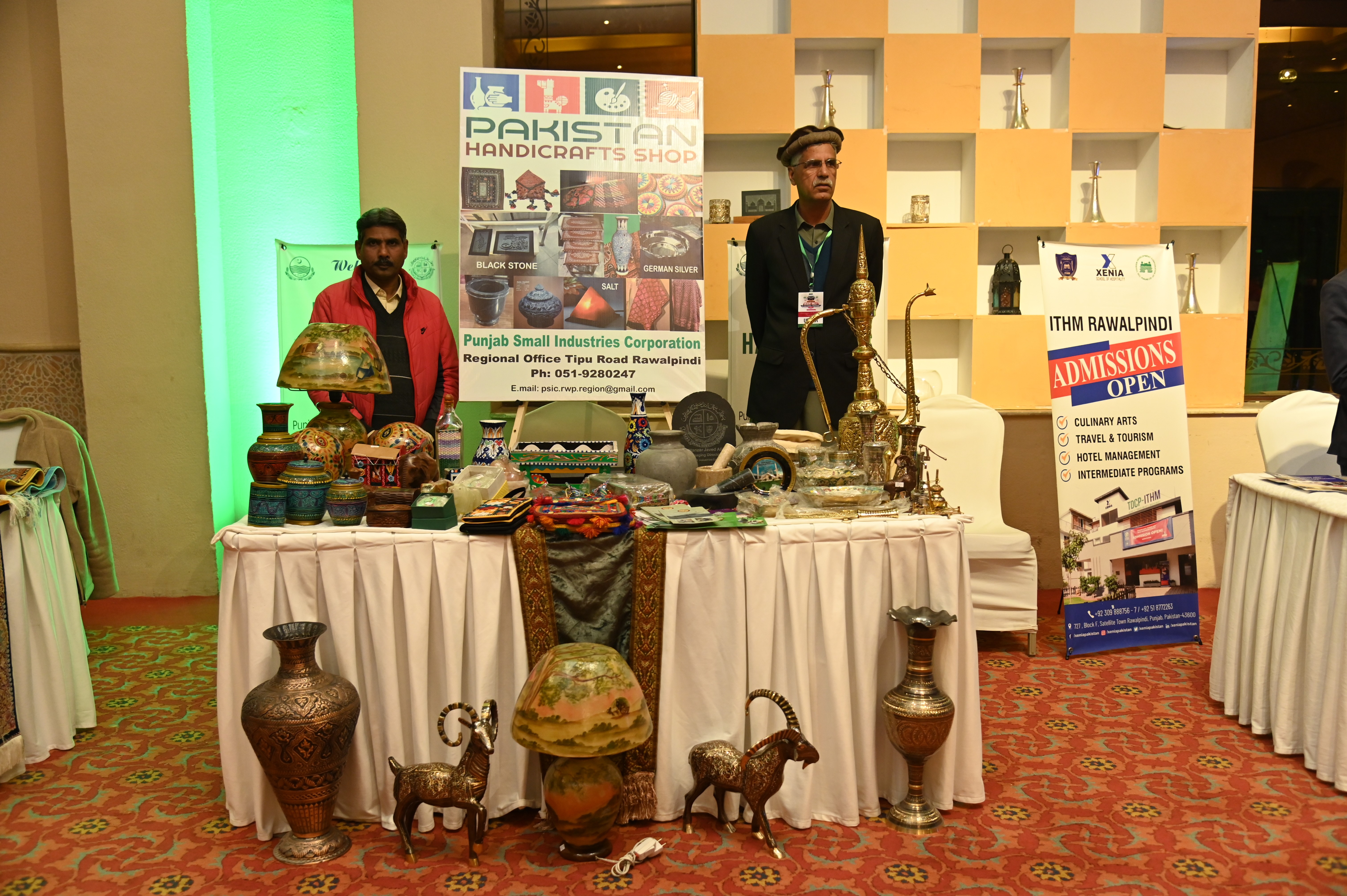 The stall of Pakistan Handicrafts Shop set up by The Punjab Small Industries Corporation