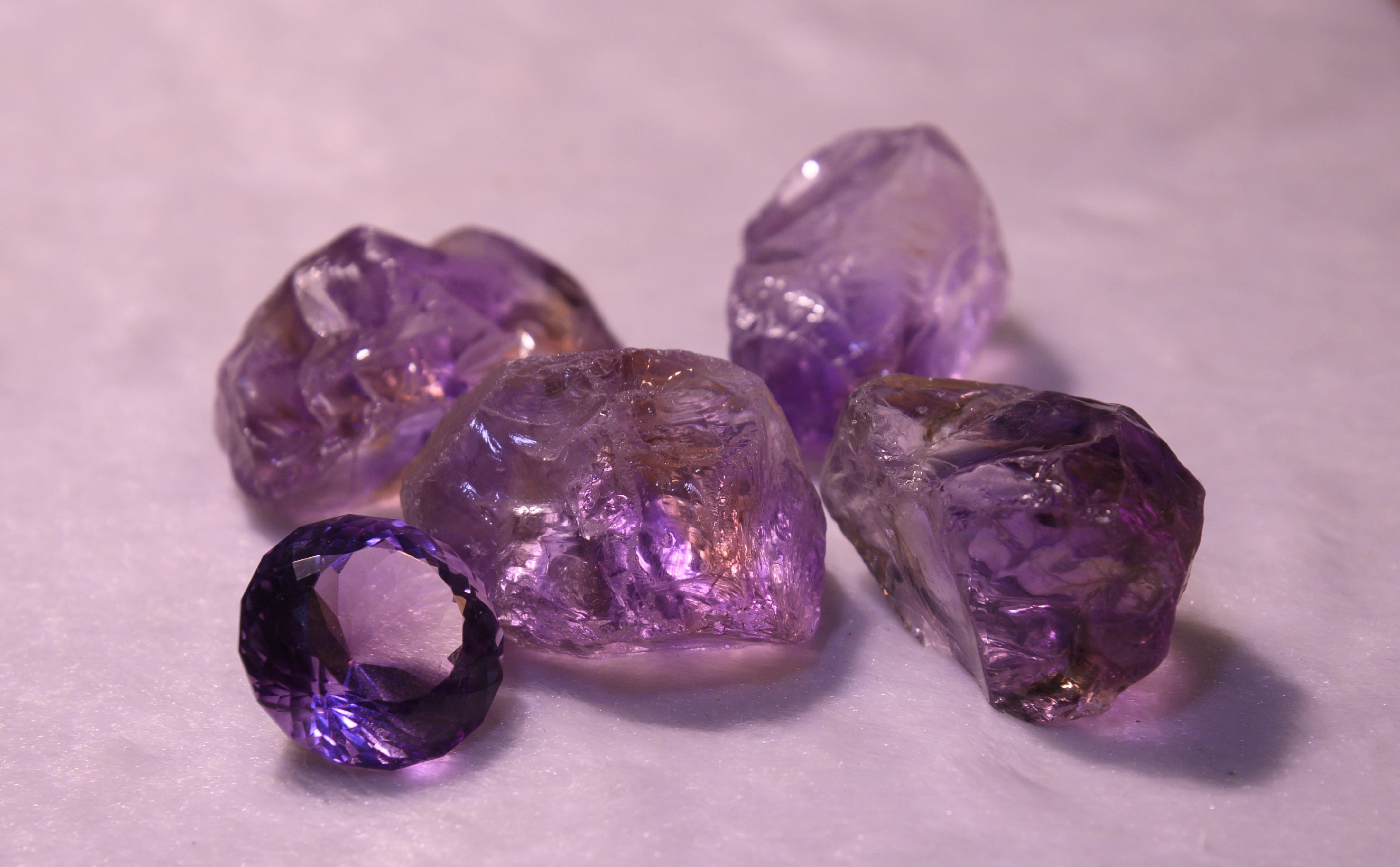 The rough and faceted stones of African Amethyst