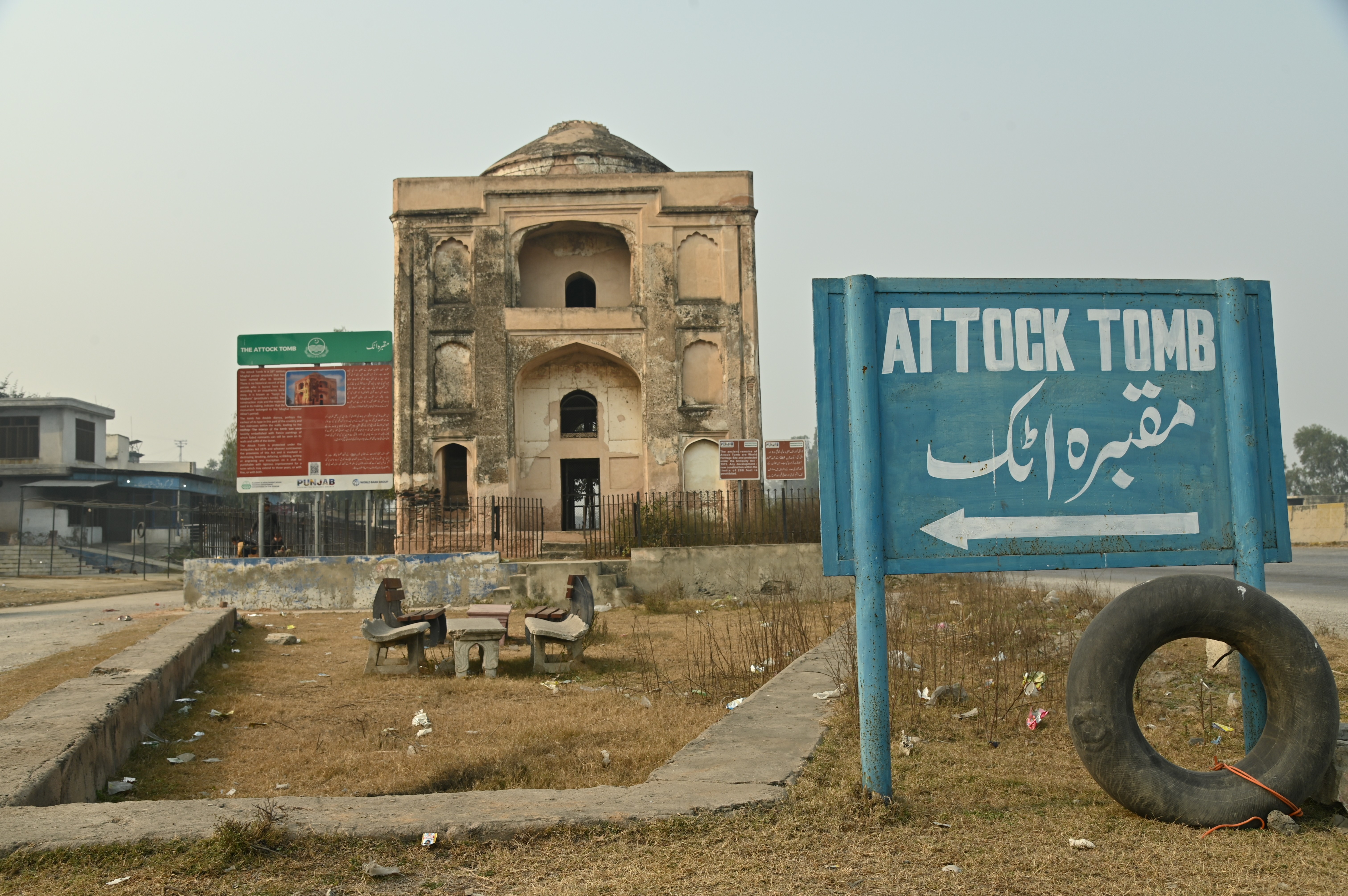 The direction board indicates the direction of The Attock Fort