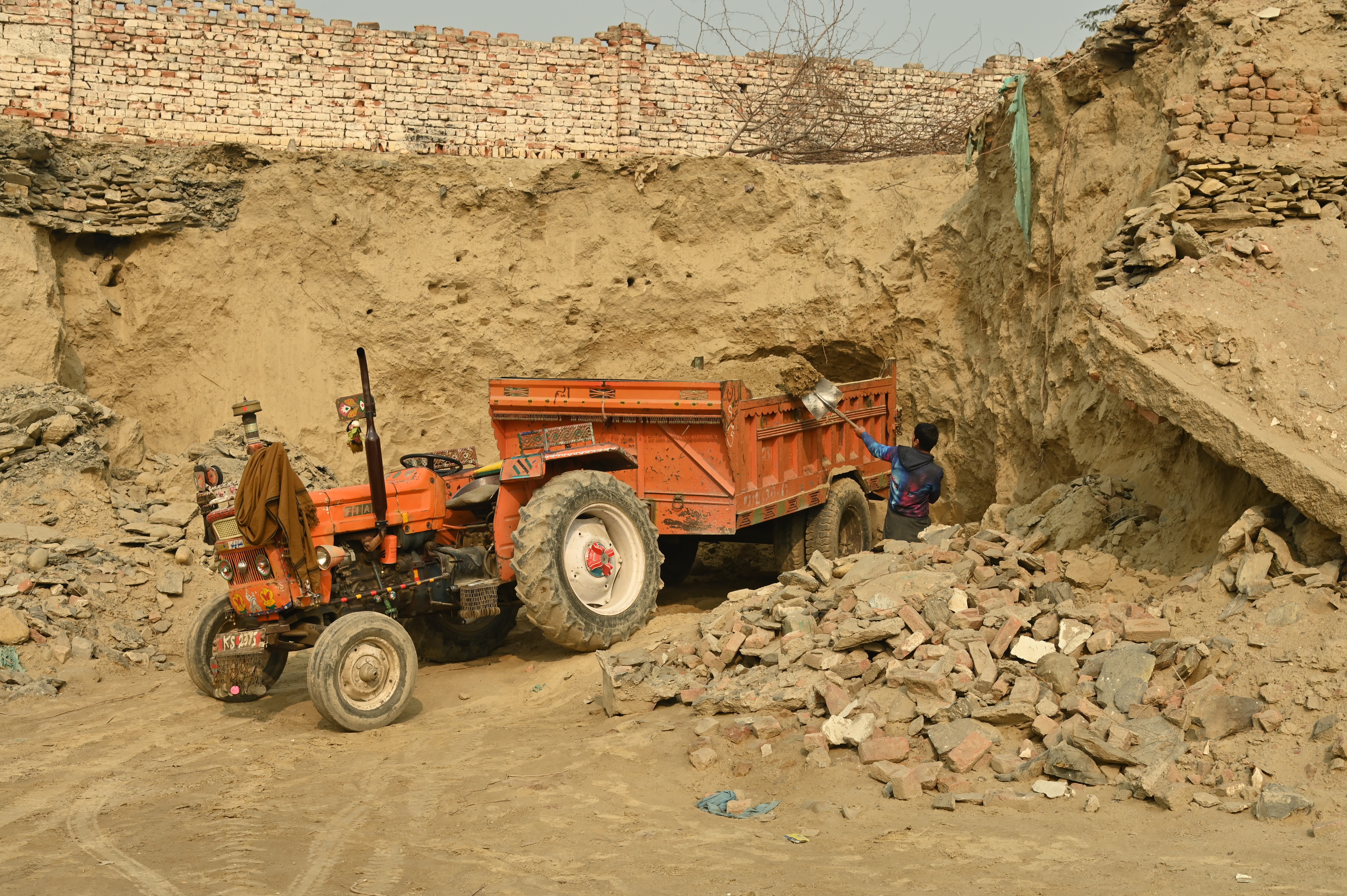 The workers at the construction site