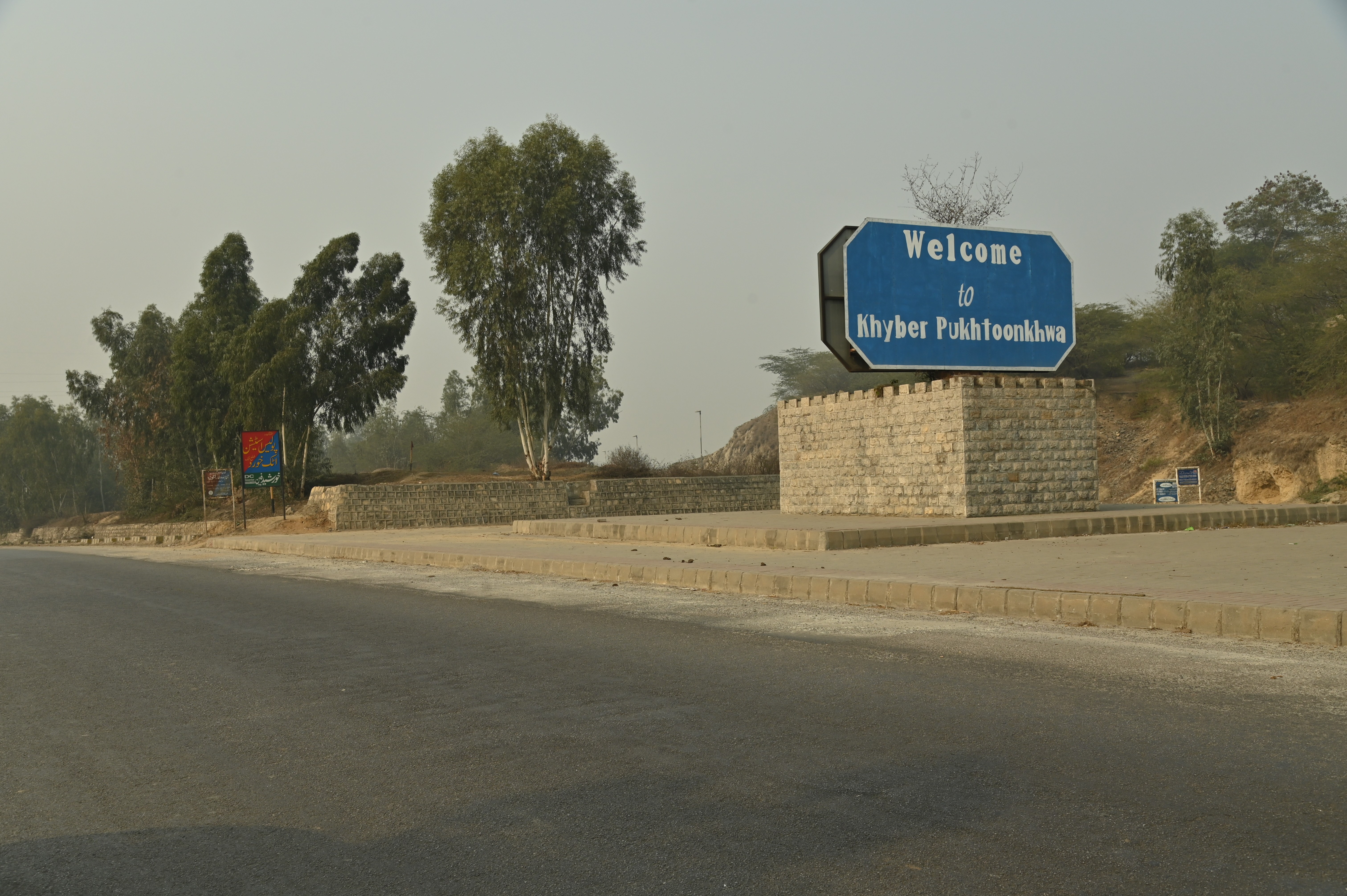 The board at the starting point of Khyber Pakhtunkhwa,the fourth largest province of Pakistan by land area and the third-largest province by population, welcoming the tourists