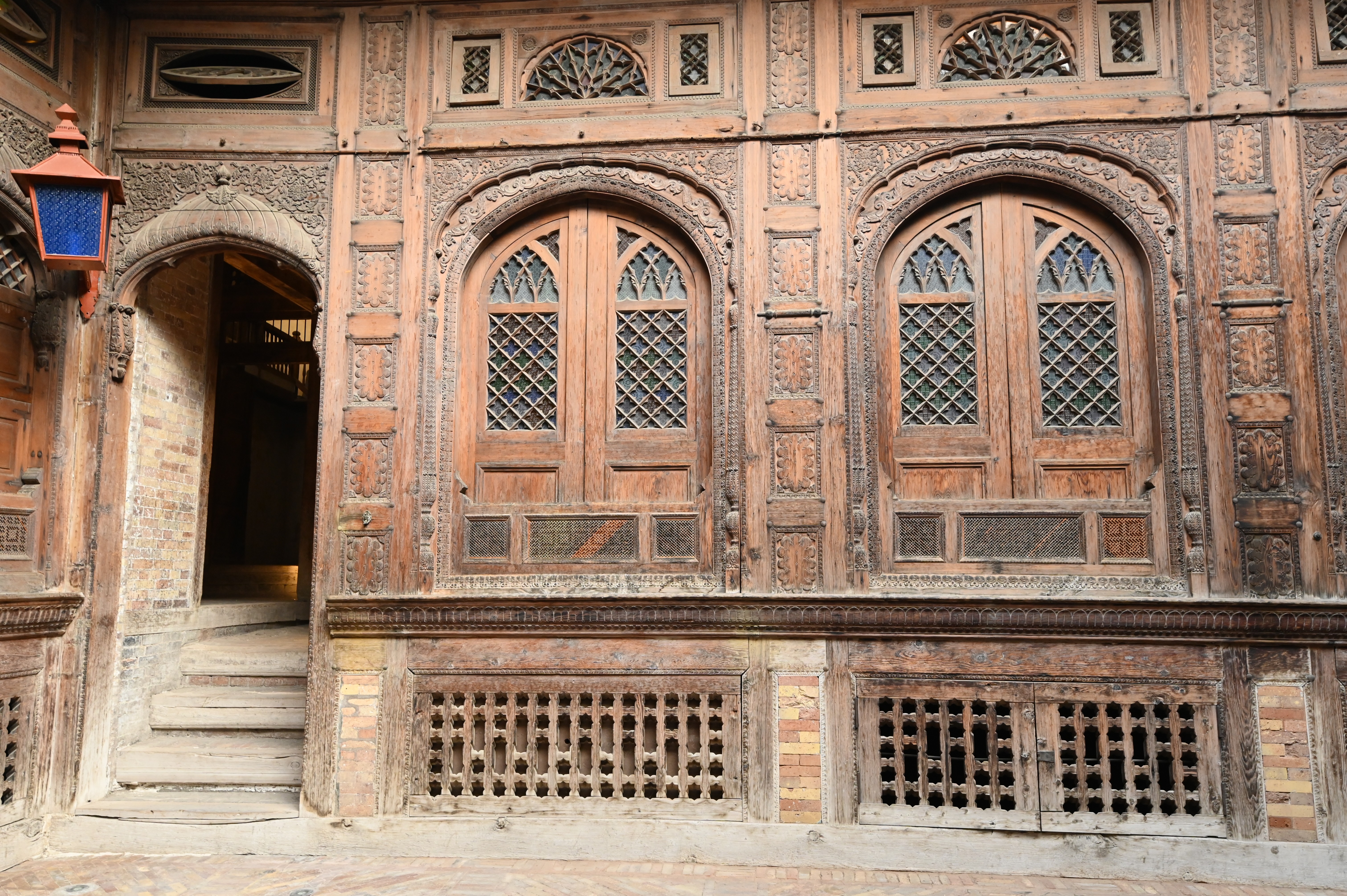 A beautiful wooden work inspired by Central Asian and Gandharan architectures at Sethi House