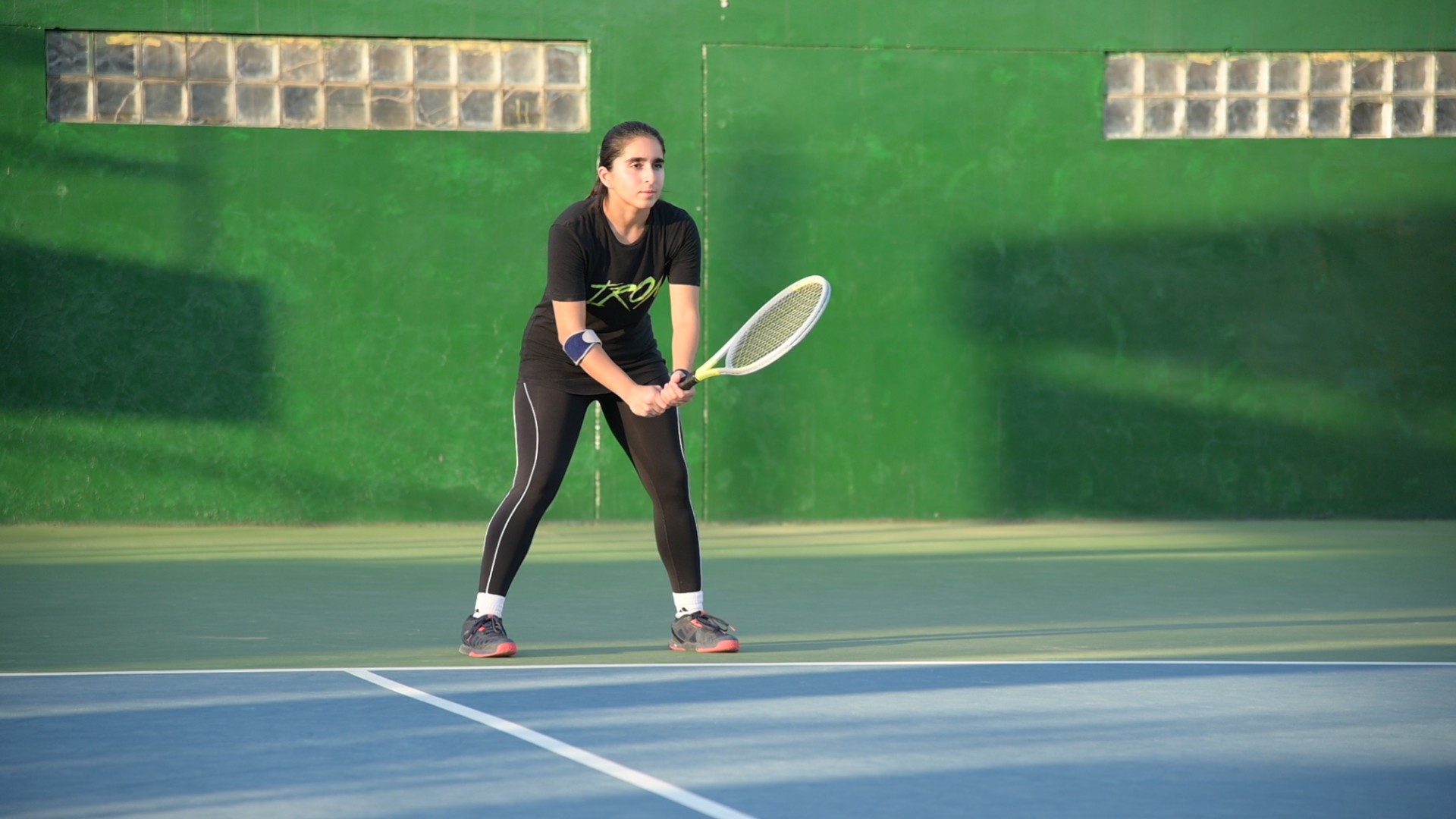 A player playing tennis
