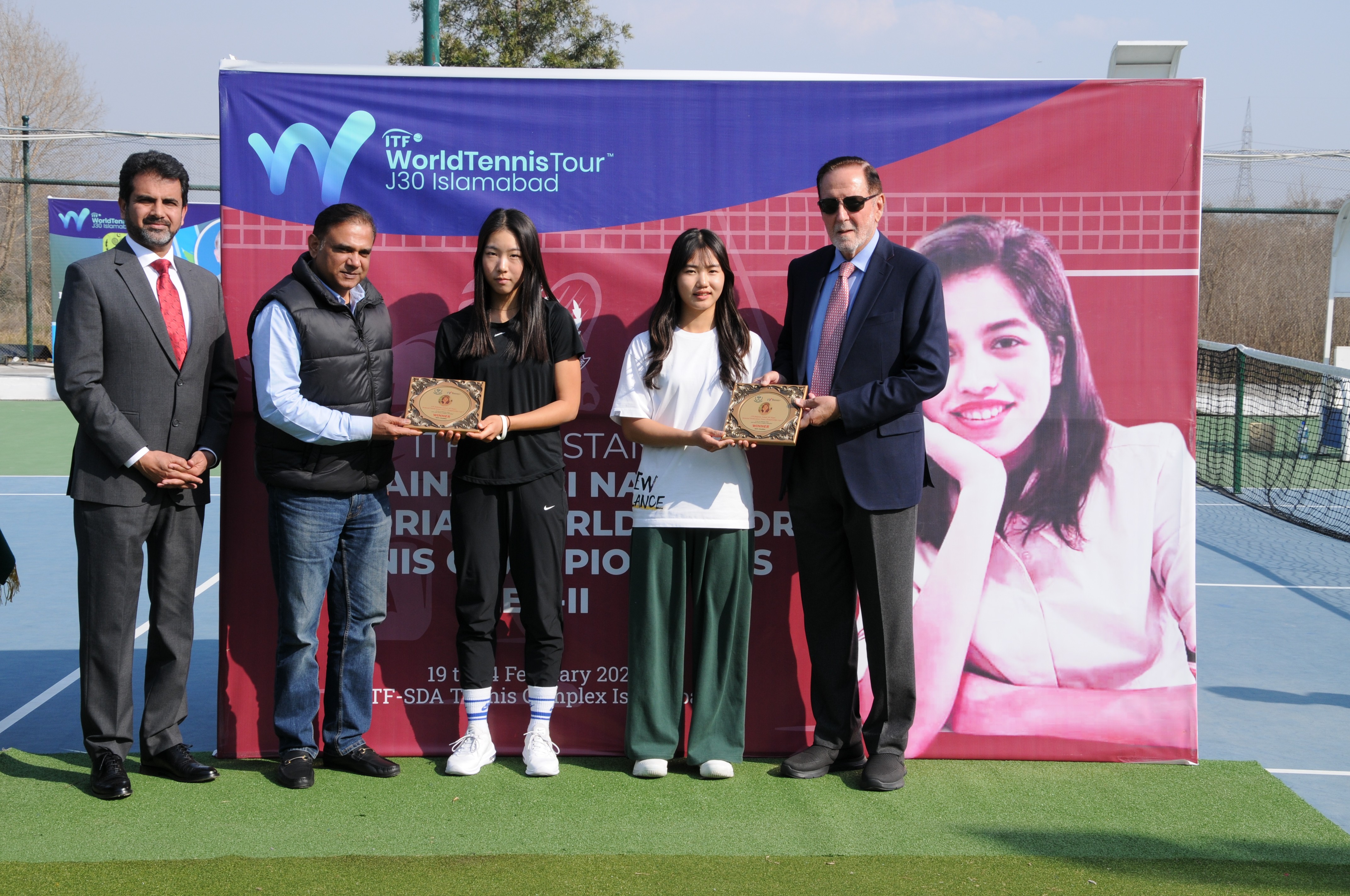 Shield distribution ceremony at an event of ITF Pakistan Zainab Ali Naqvi Memorial World Junior Tennis Championship Leg-II
