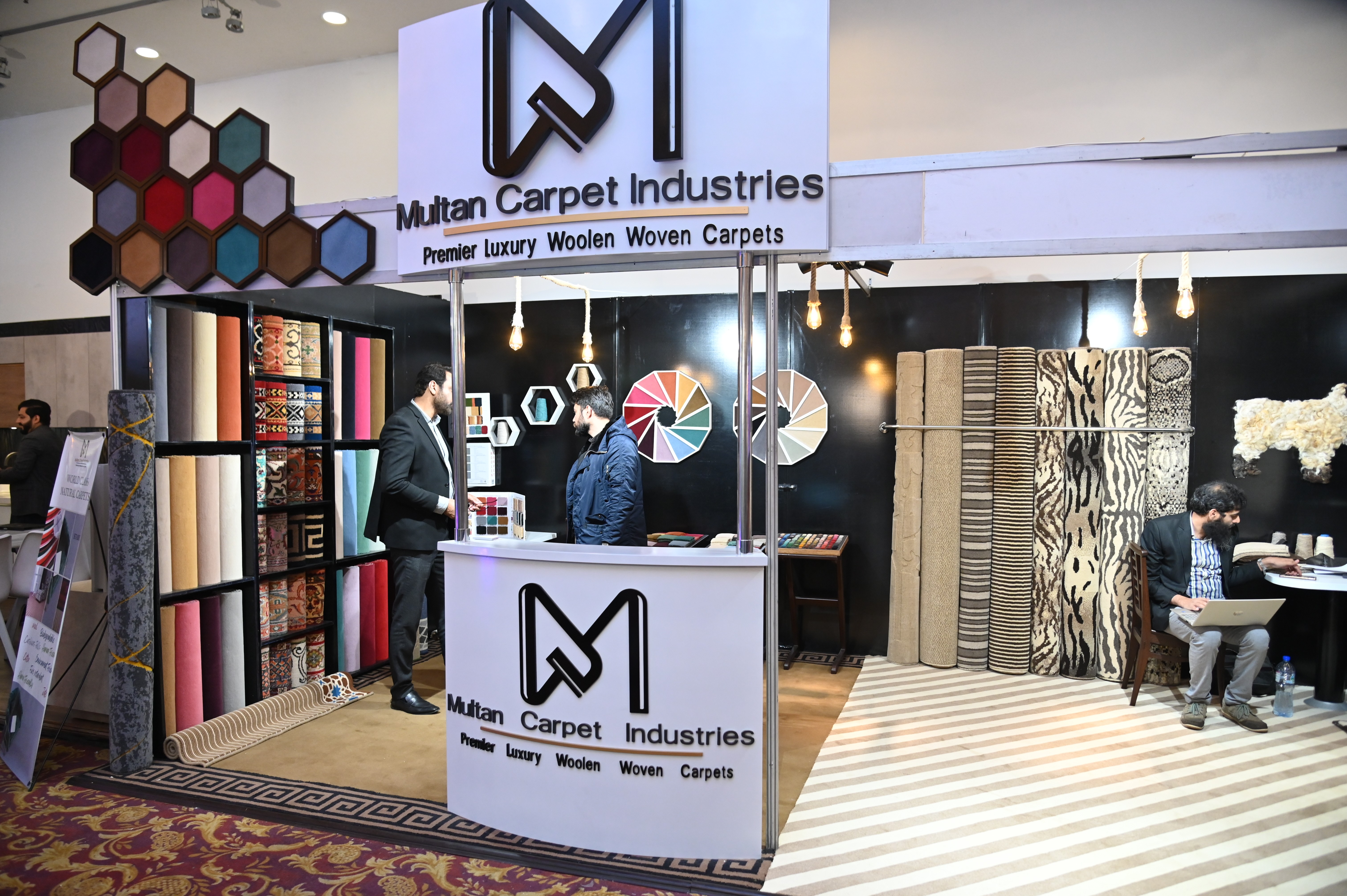 Multan Carpet Industries block presenting woolen carpets