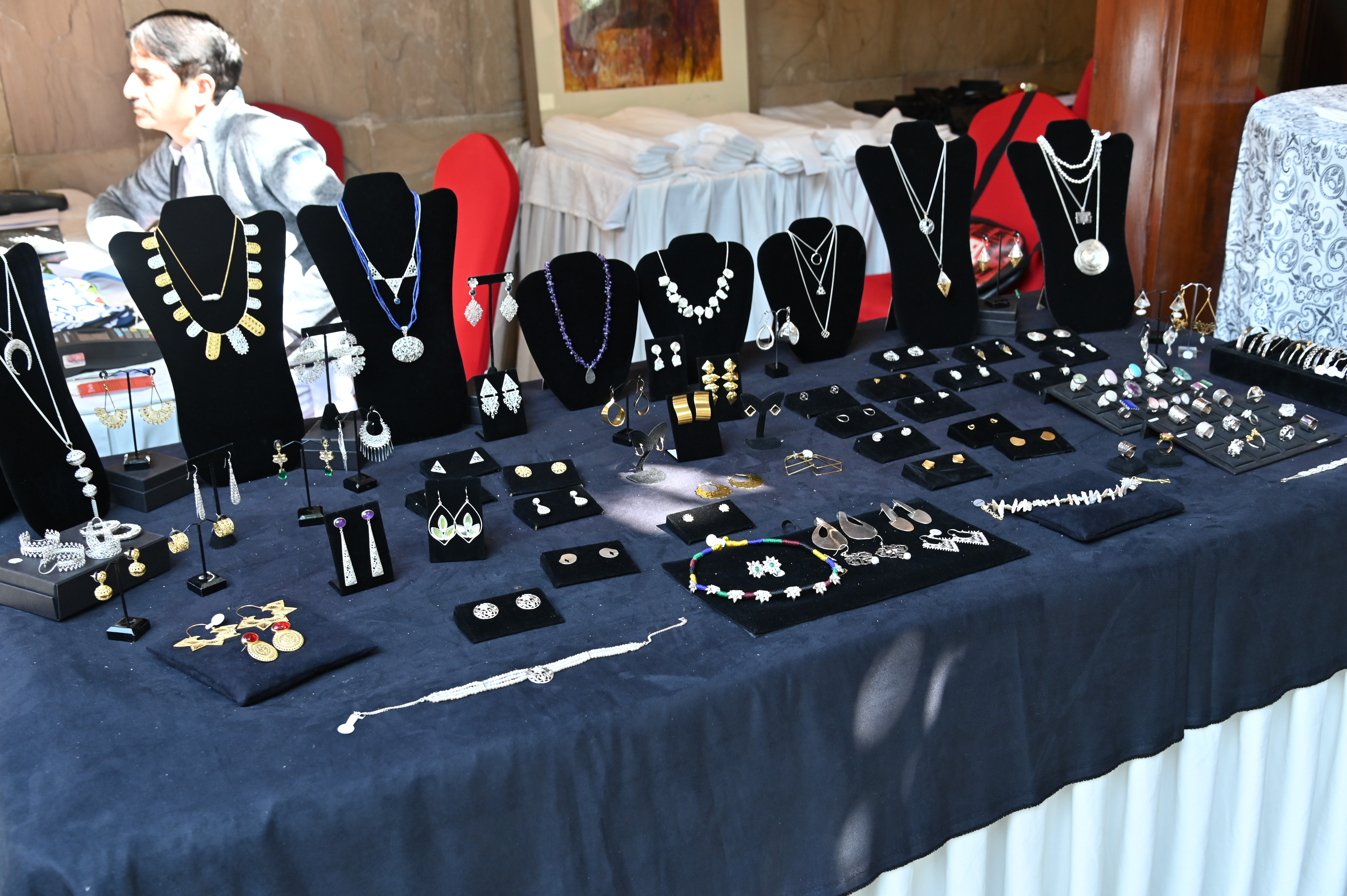 The Handmade jewelry displayed to be sold at the Crafts Festival