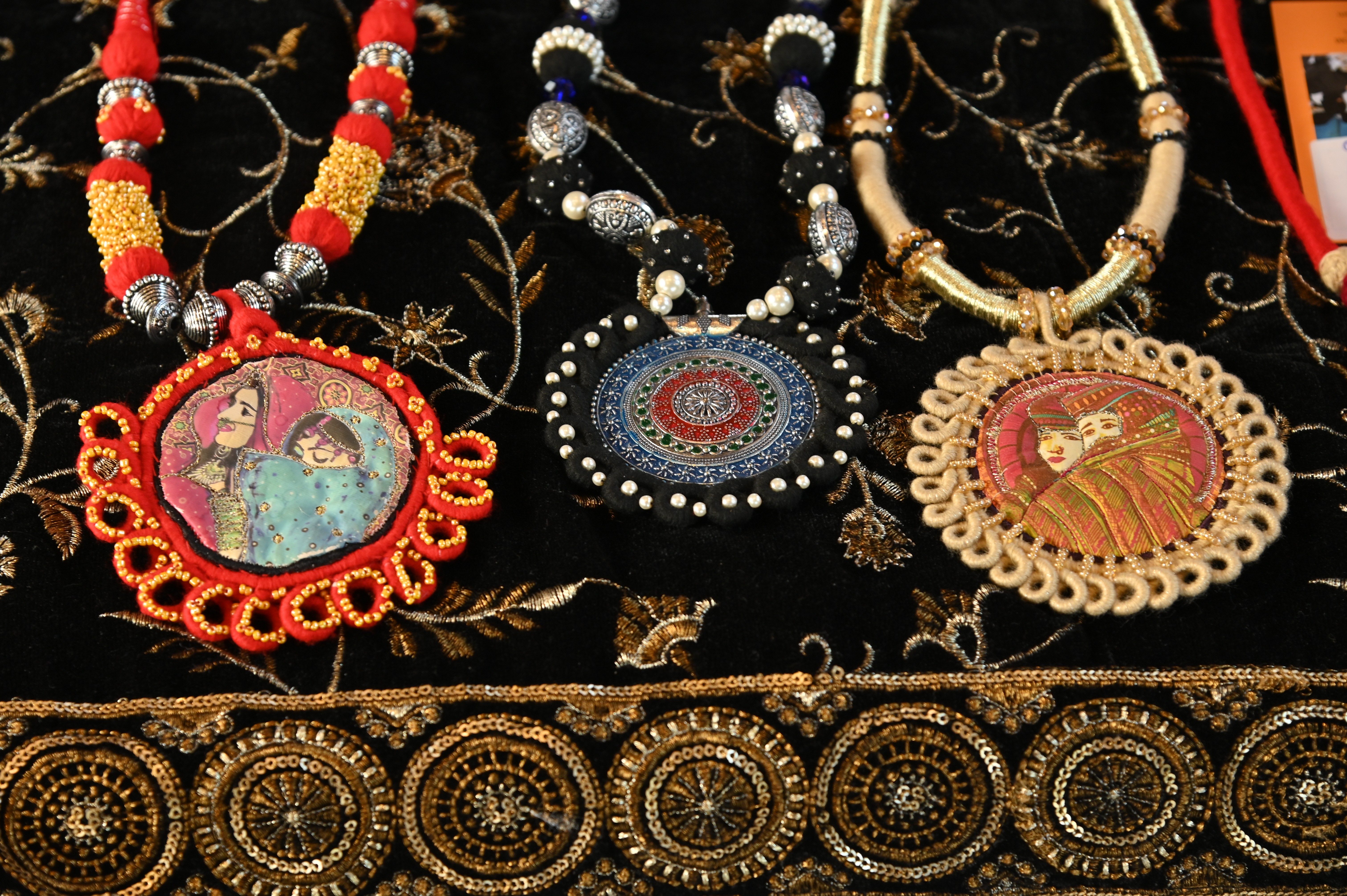 Handmade embroidered necklaces