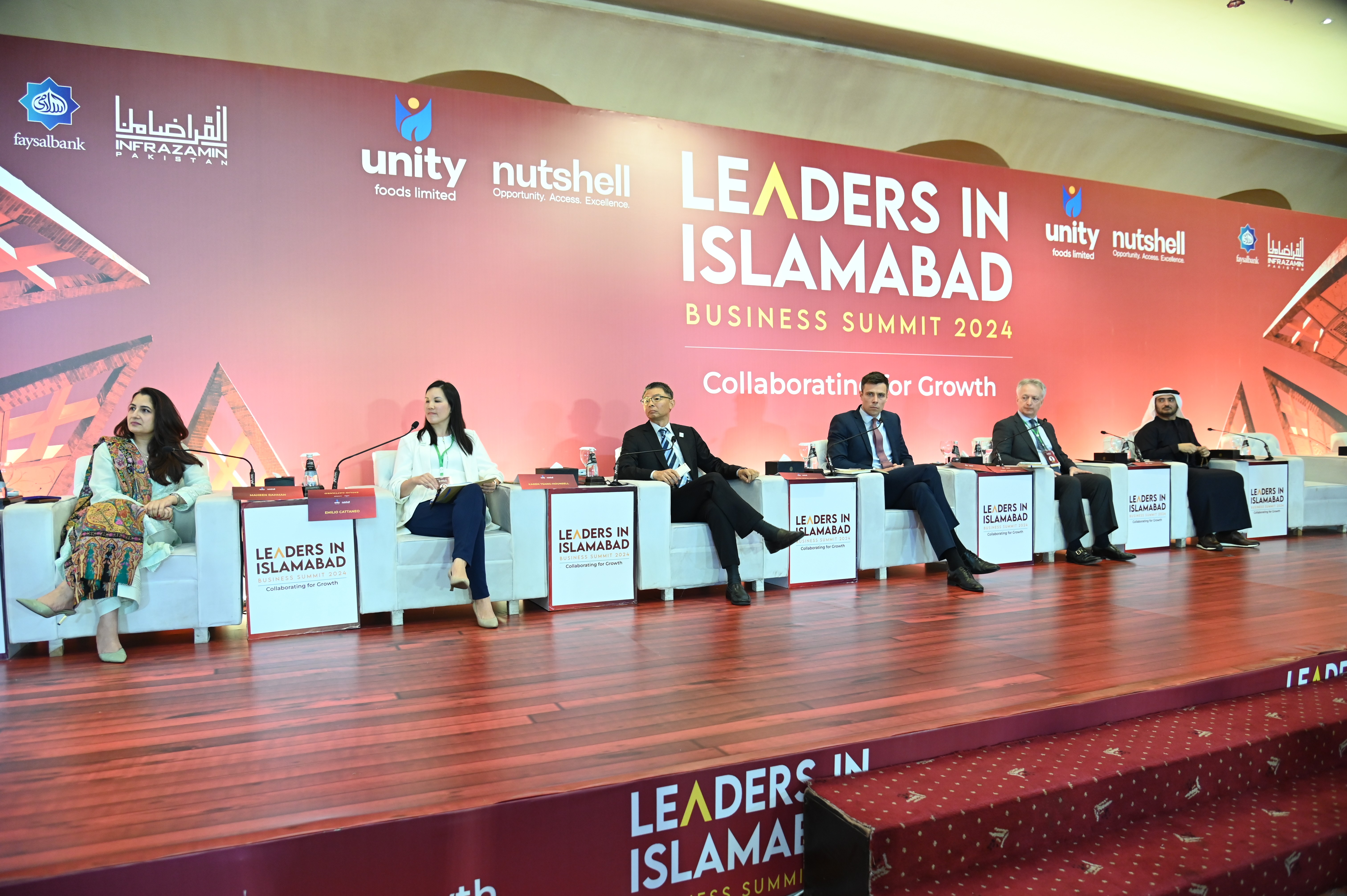 The speakers in an event of Leaders in Islamabad, a business summit 2024