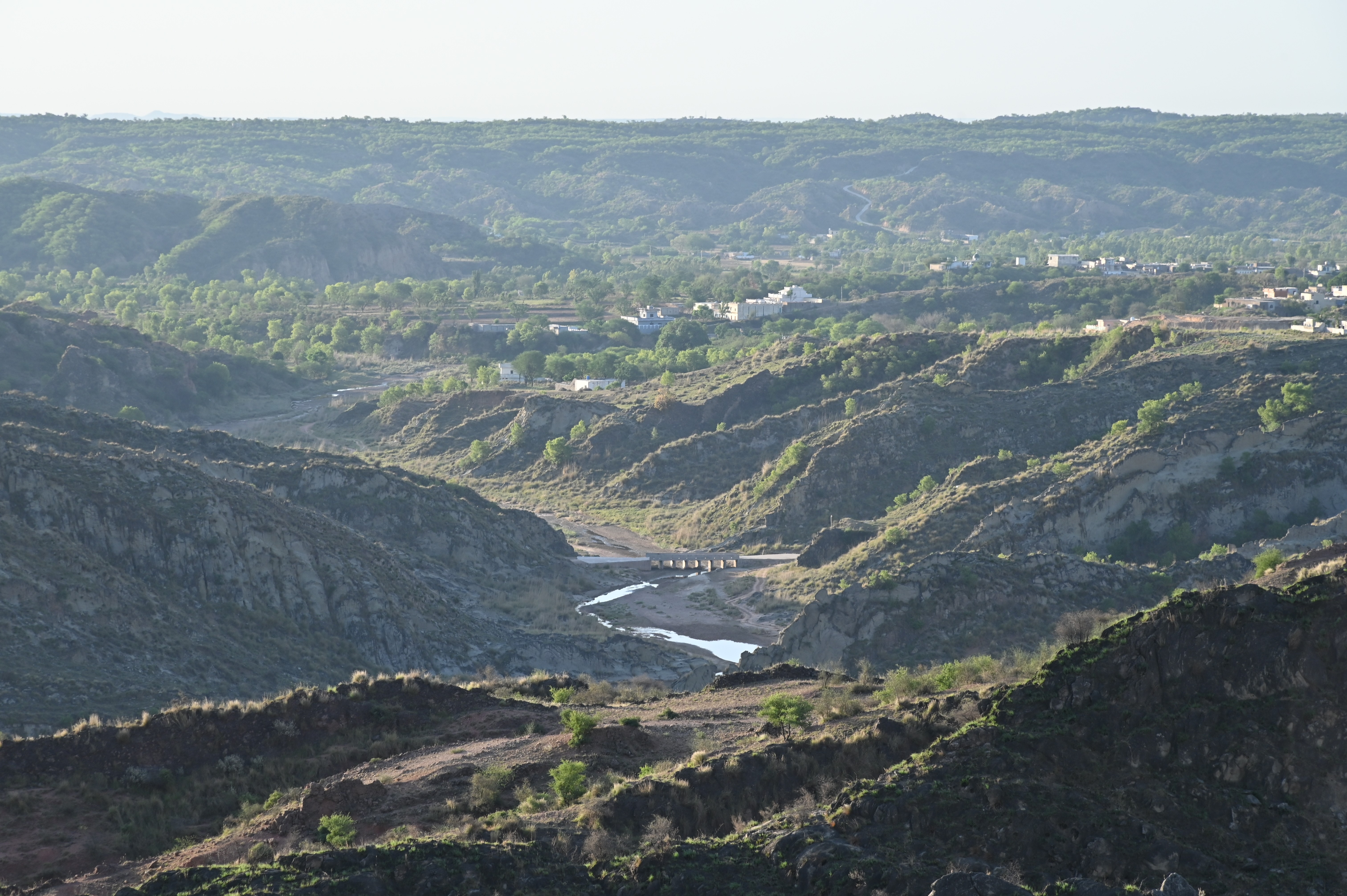 The aerial view of hilly areas