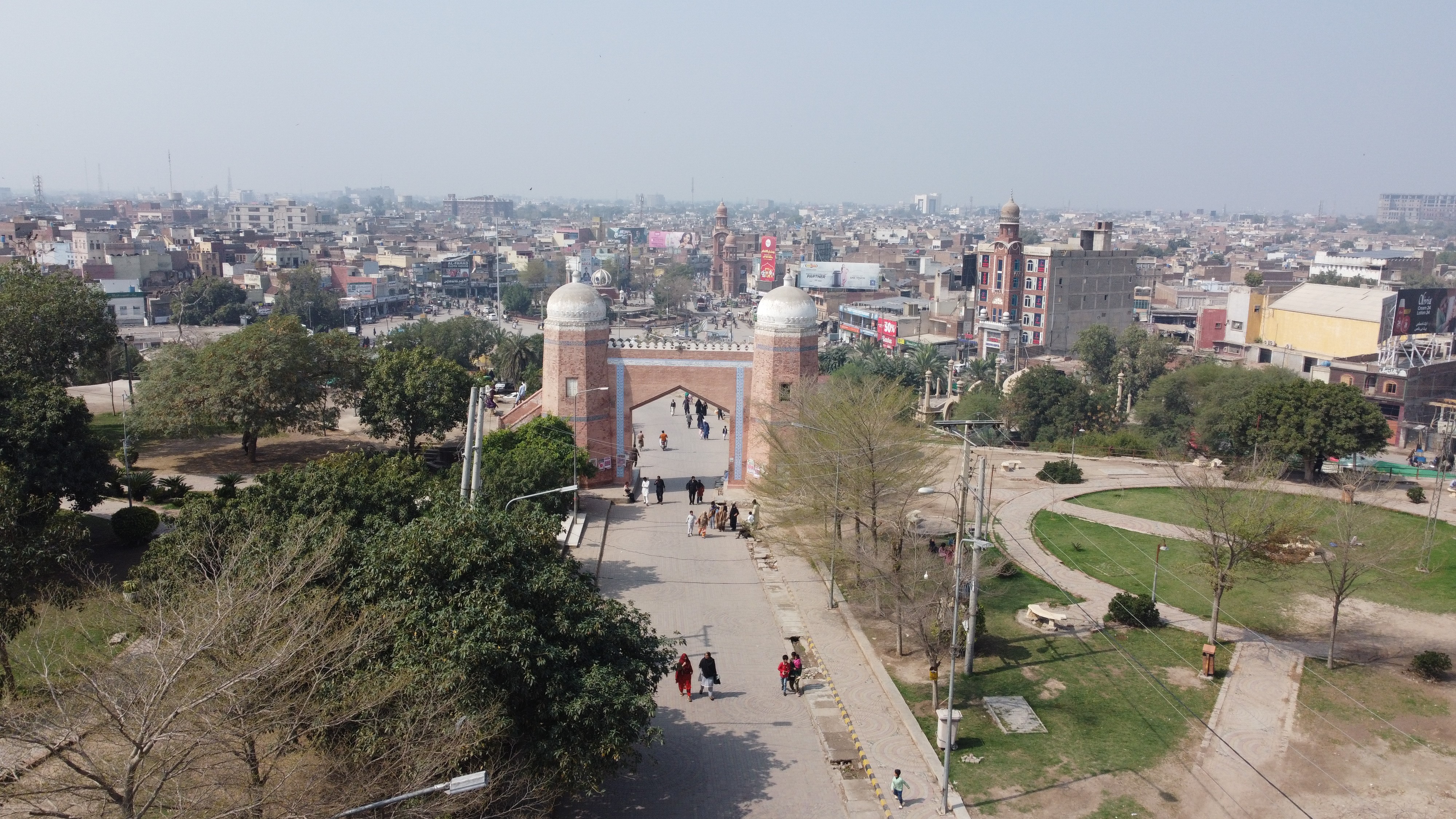 Aerial view of the historic entrance to Shah Rukn-e-Alam’s shrine in Multan