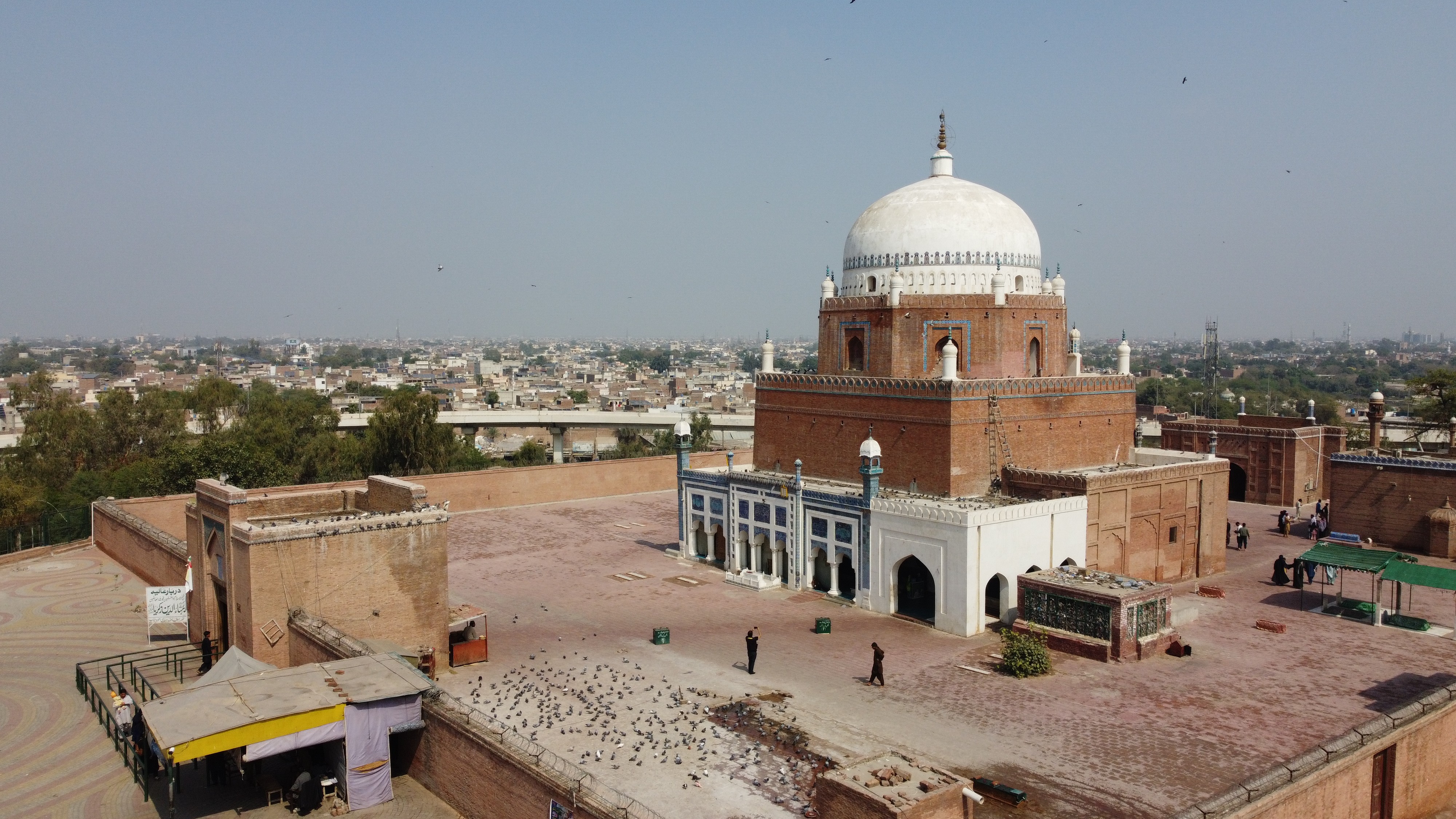 An aerial view of the shrine of Hazrat Bahauddin Zakariya in Multan