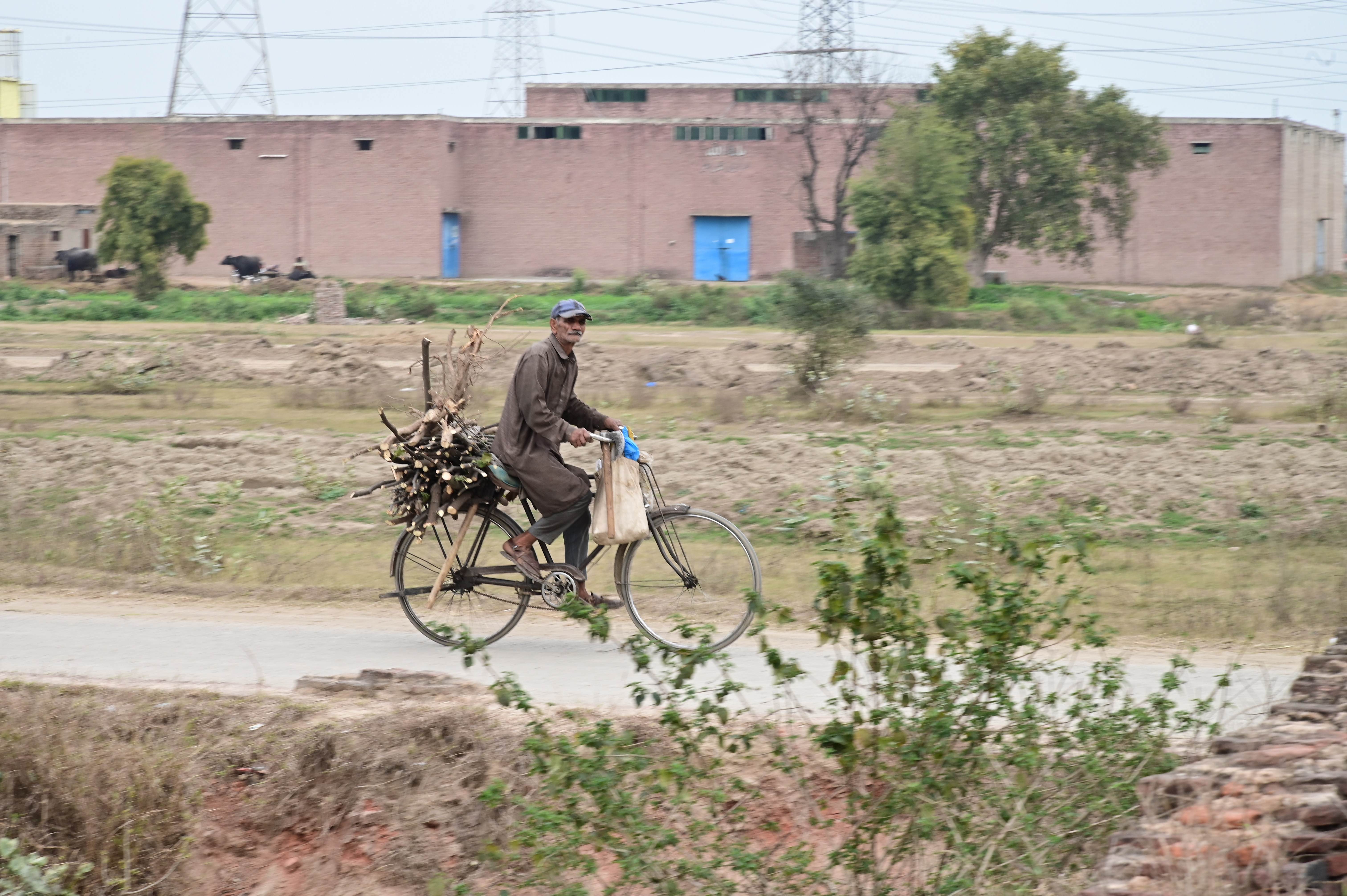 A woodcutter on his bicycle